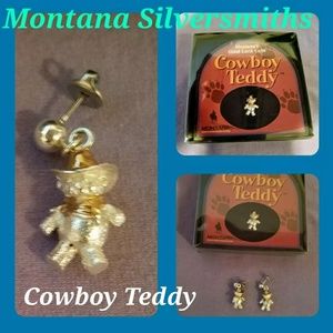 Montana Silversmiths Cowboy Teddy earrings & Pin